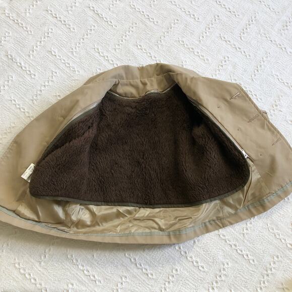 VTG Toddler Tan Khaki Trench Coat Tag 2 Fit 18-24M Zip Out Fur Lining Classic - Picture 7 of 11